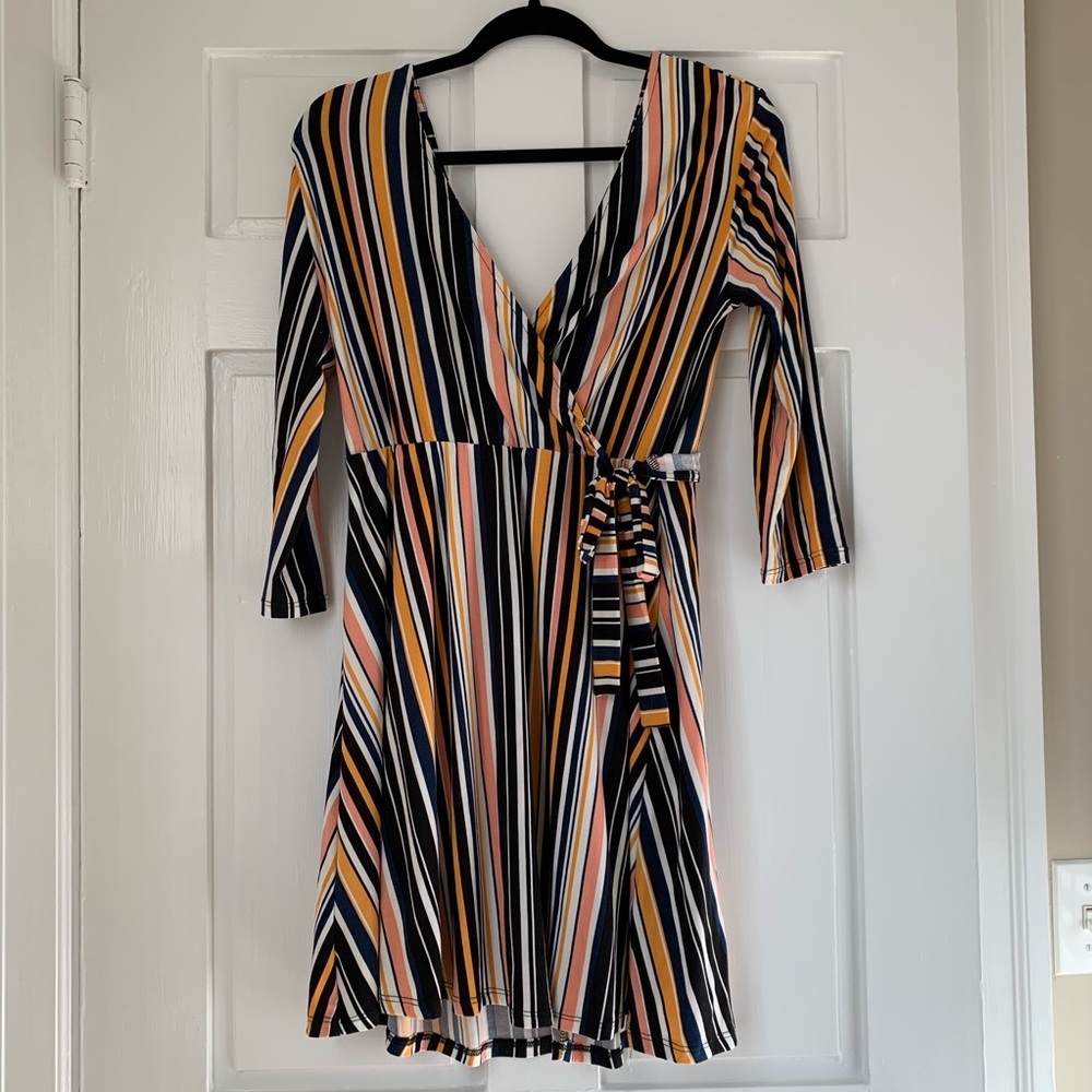 Multicolored striped skater dress
